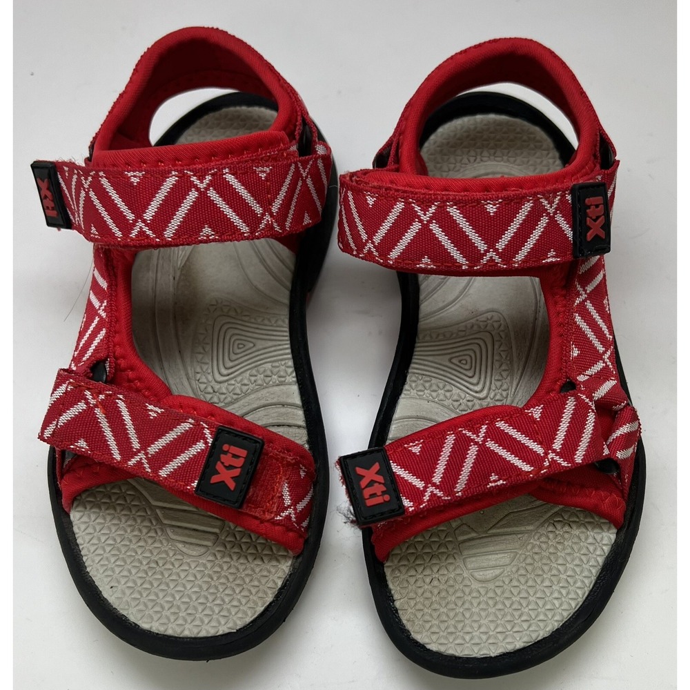 Xti Red White Geometric Print Kids Sport Sandals Size 30 US 12 57624